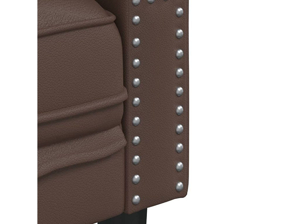 Canapé Chesterfield droit 2 places marron simili cuir