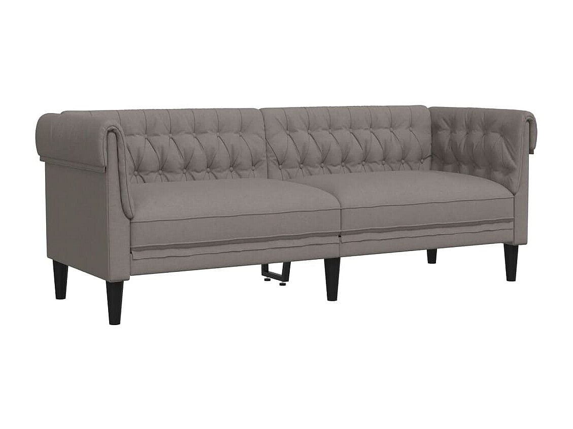 Canapé Chesterfield droit 3 places taupe tissu