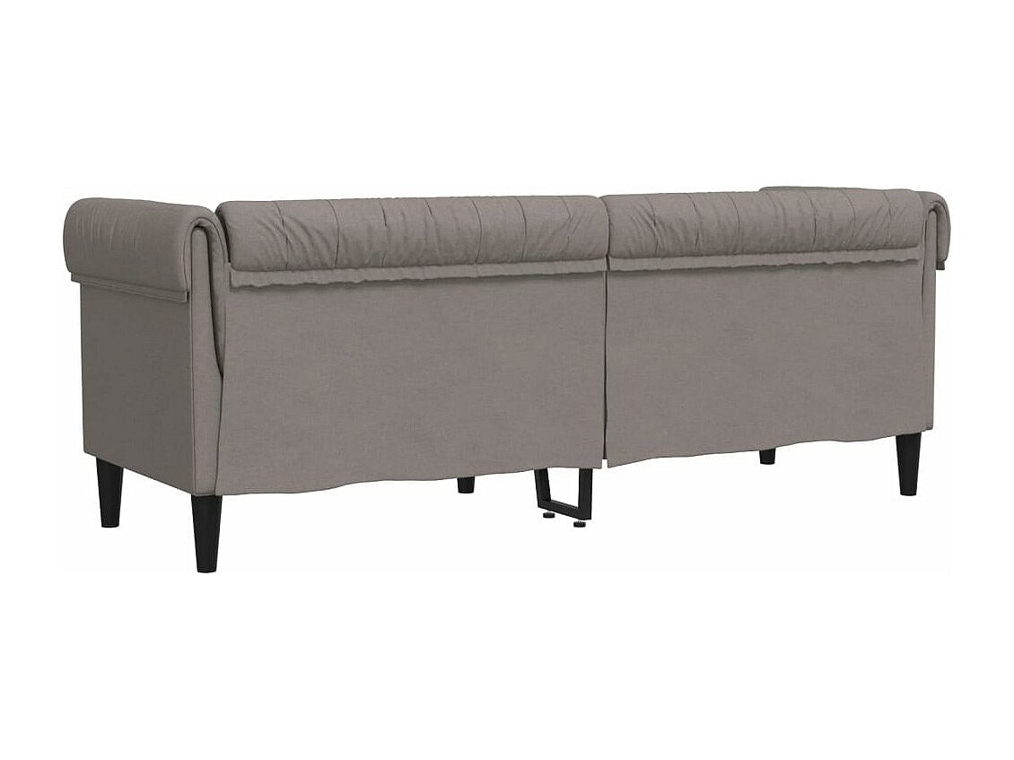Canapé Chesterfield droit 3 places taupe tissu