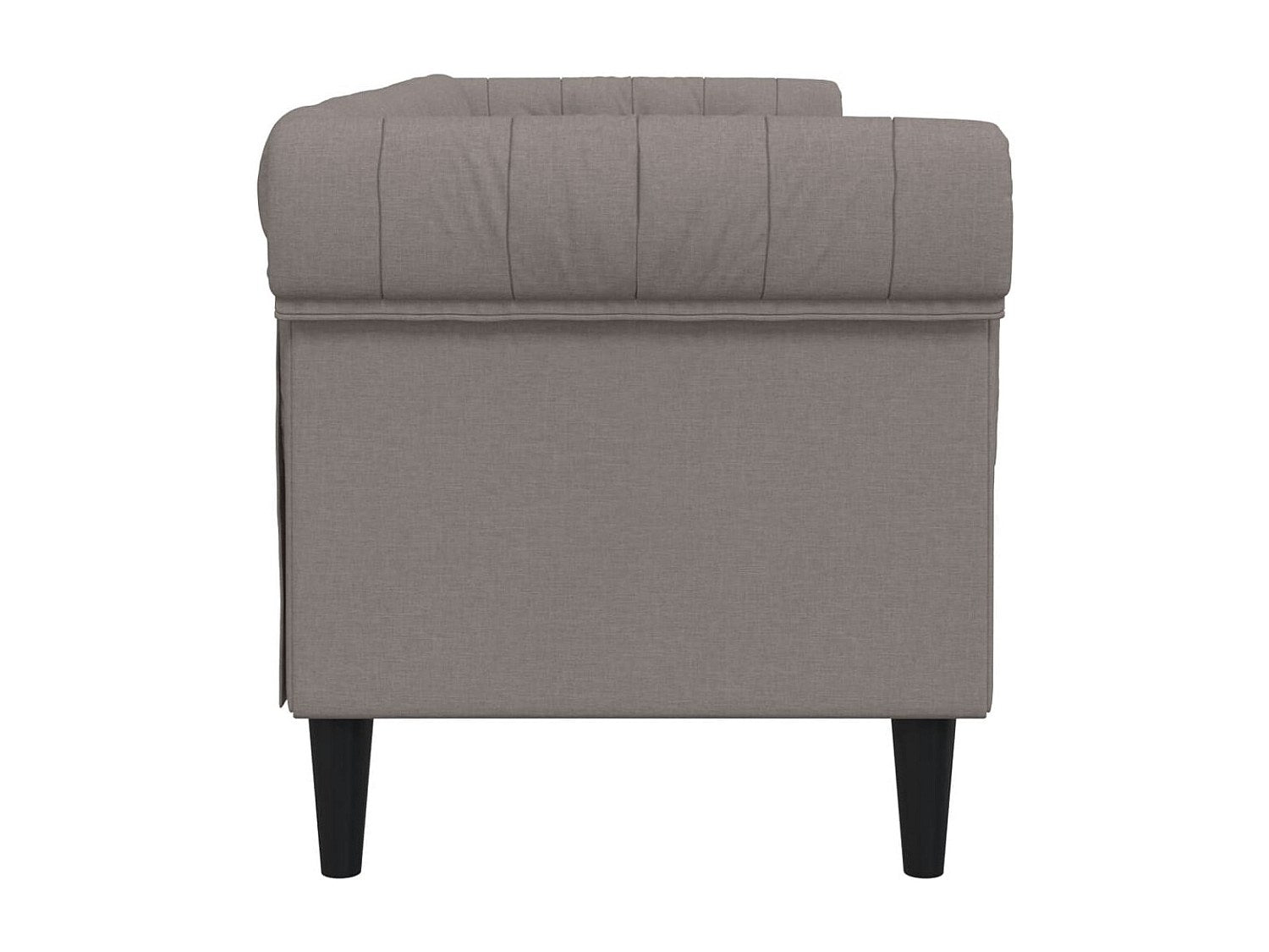 Canapé Chesterfield droit 3 places taupe tissu