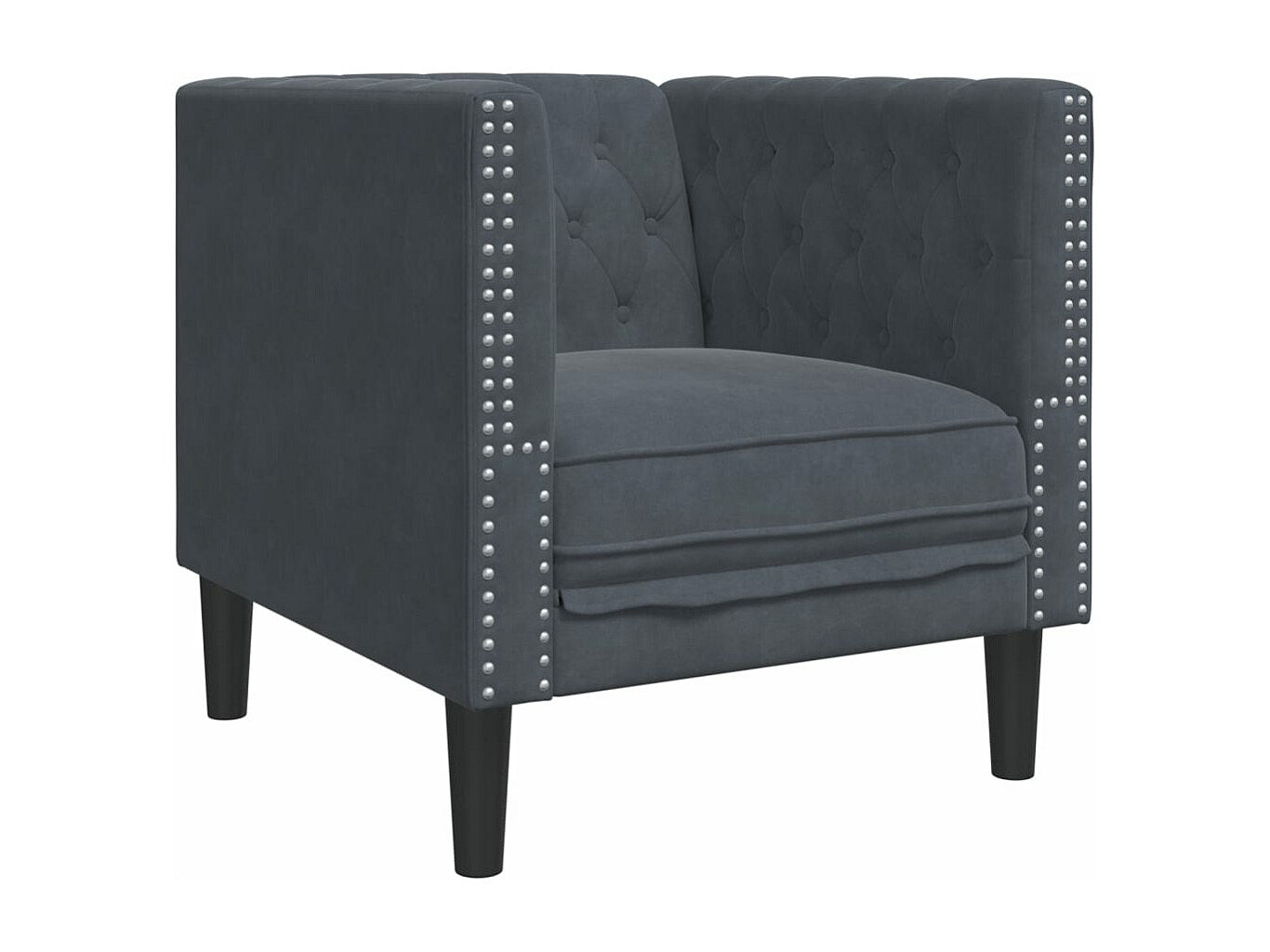 Fauteuil Chesterfield gris velours