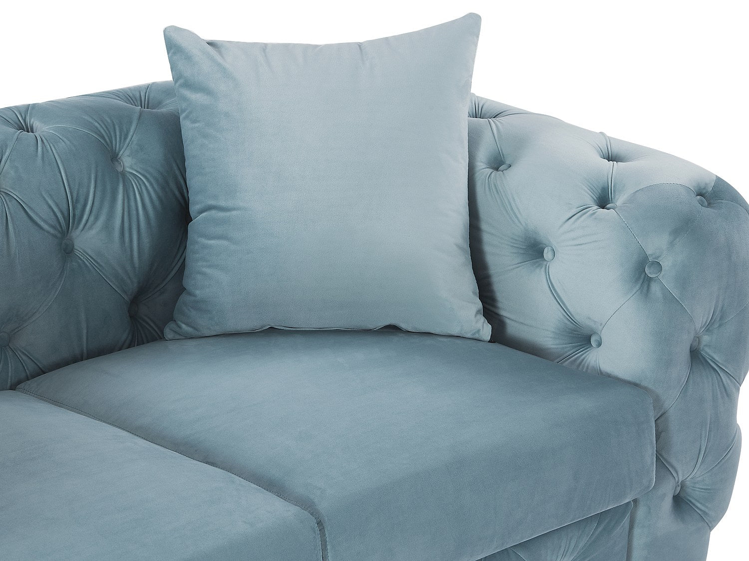 Canapé Chesterfield droit 3 places bleu velours - Edwina