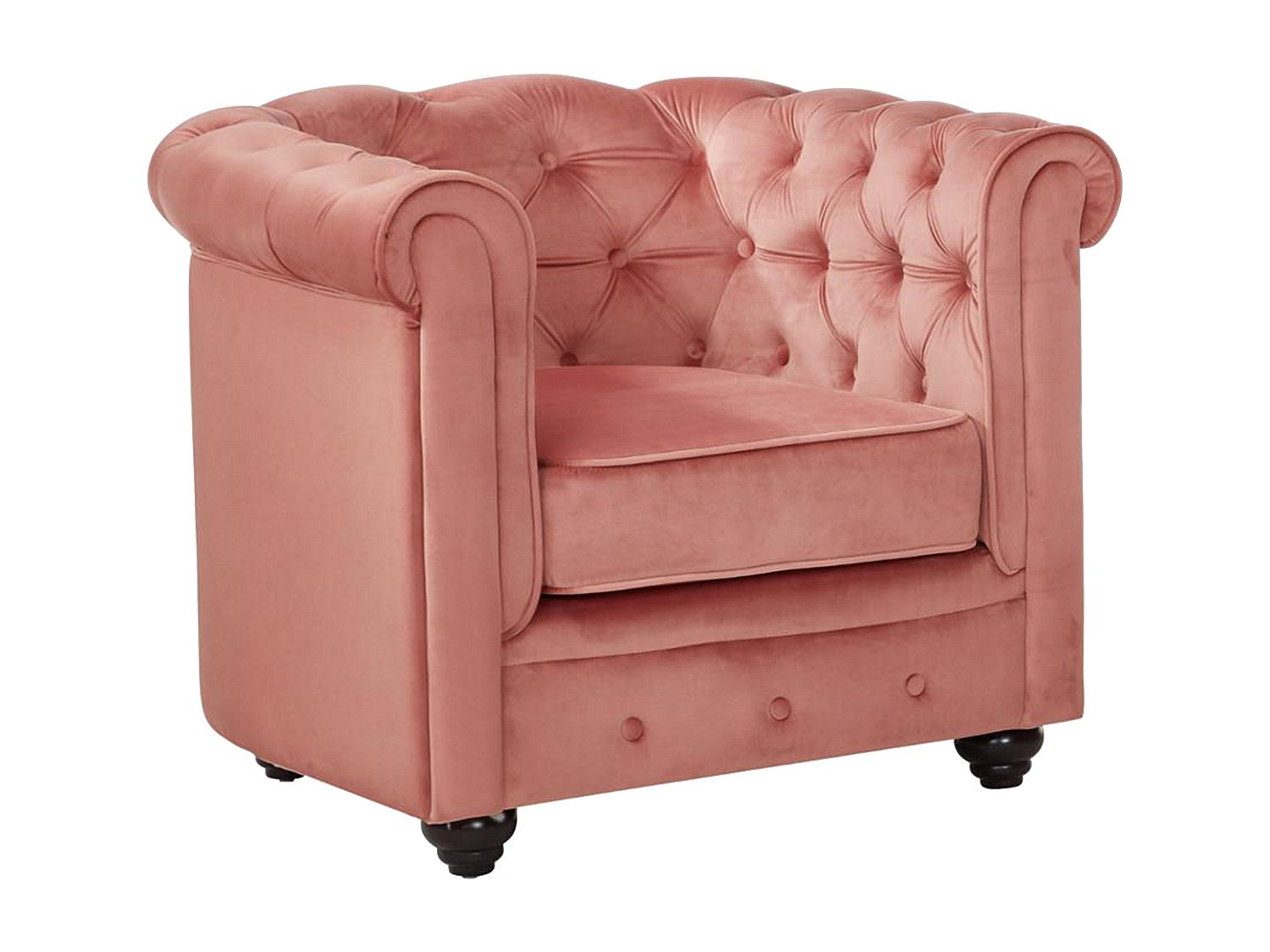 Lot de 2 fauteuils Chesterfield rose velours