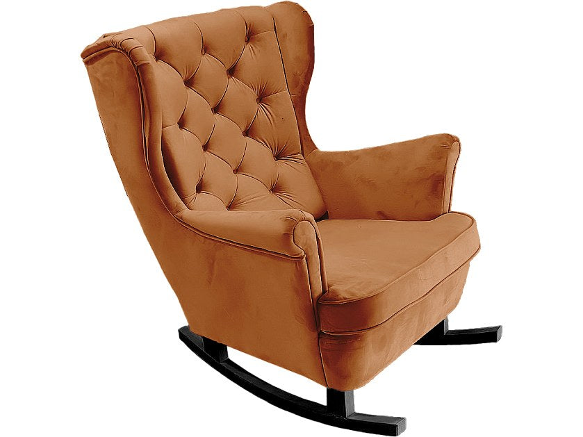 Fauteuil Chesterfield orange tissu