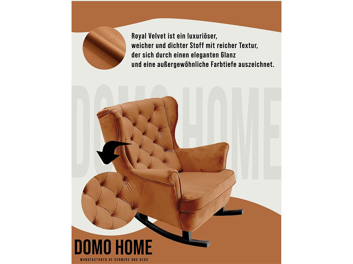 Fauteuil Chesterfield orange tissu