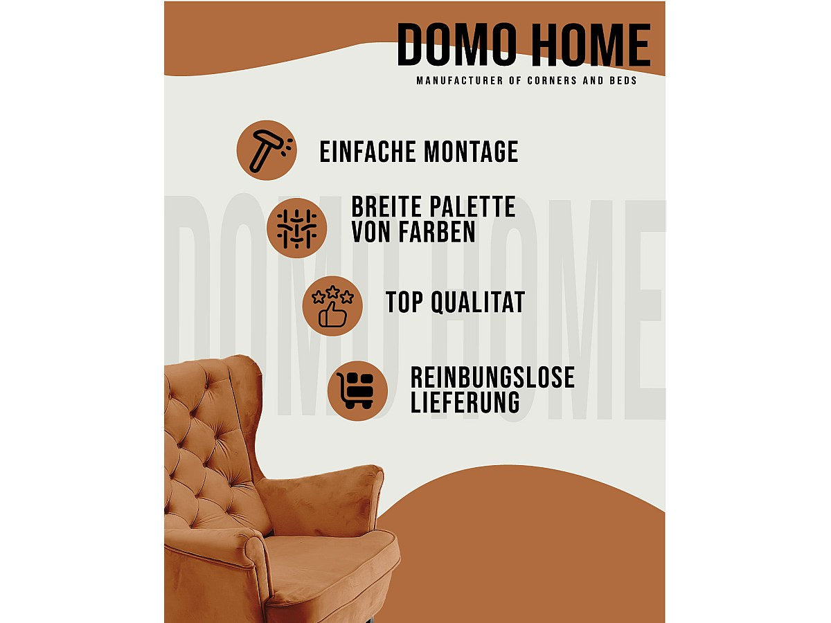 Fauteuil Chesterfield orange tissu