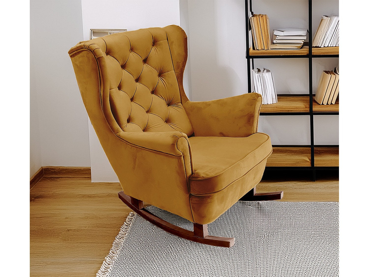 Fauteuil Chesterfield vert tissu