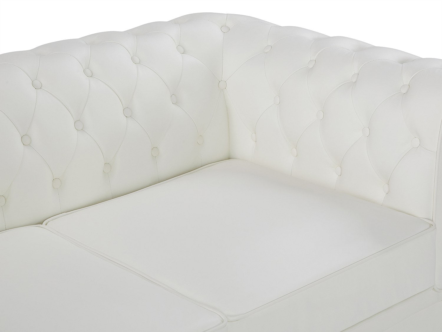 Canapé Chesterfield droit 2 places blanc cuir