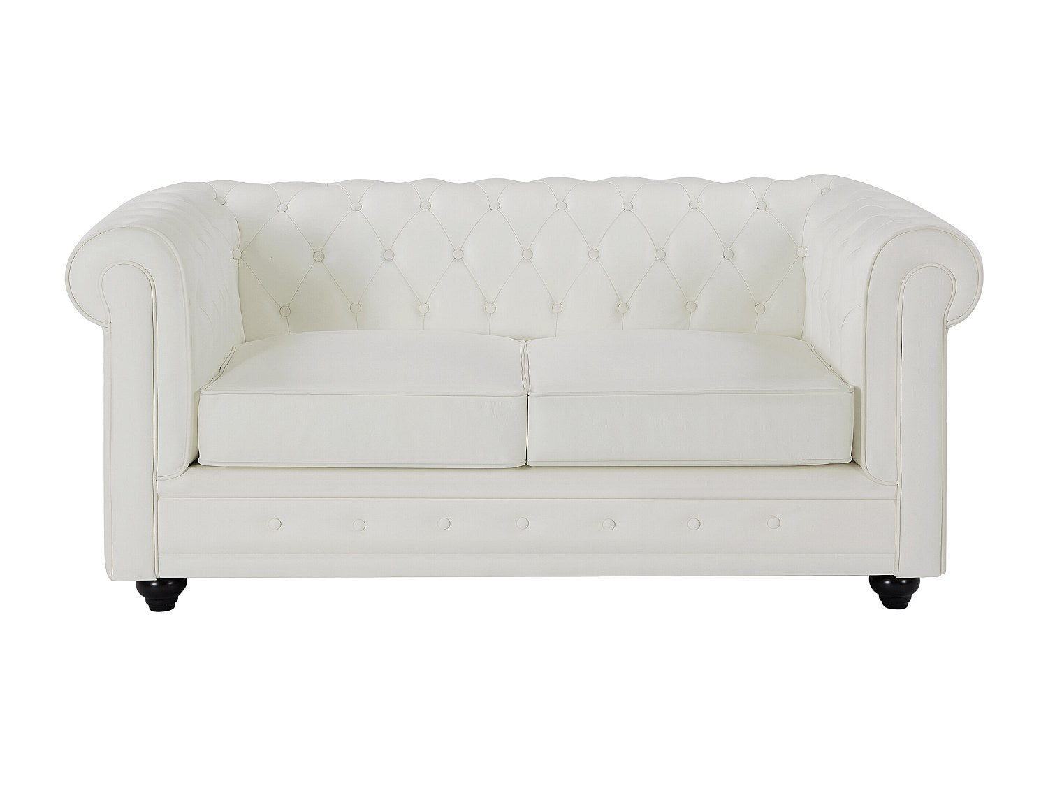 Canapé Chesterfield droit 2 places blanc cuir
