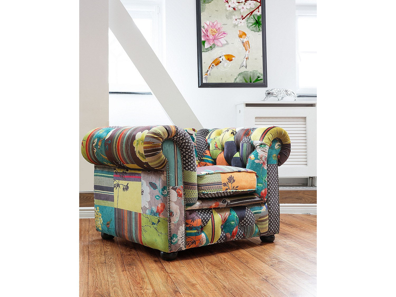 Fauteuil Chesterfield multicolore tissu