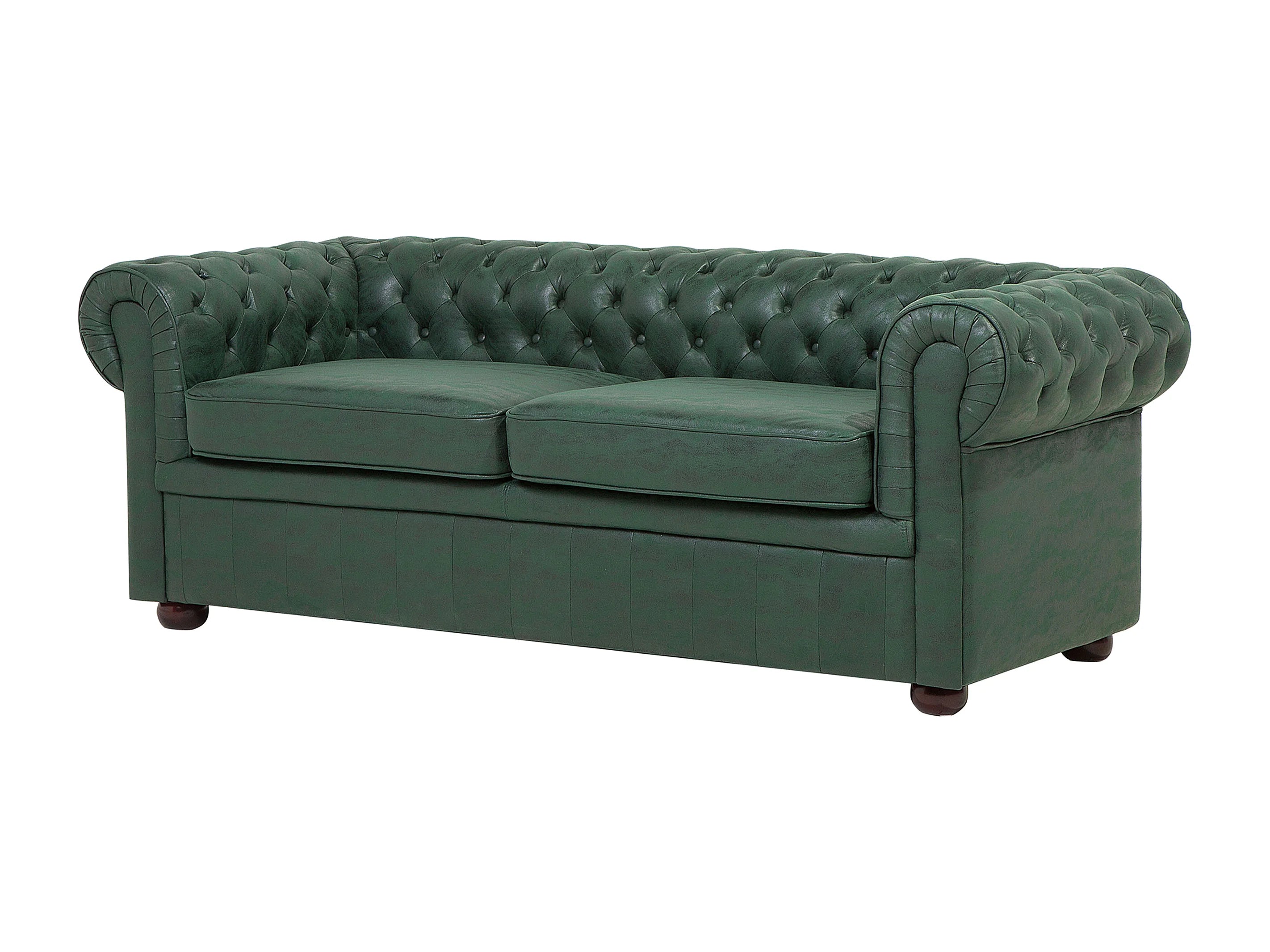 Canapé Chesterfield 3 Places Simili Cuir Vert