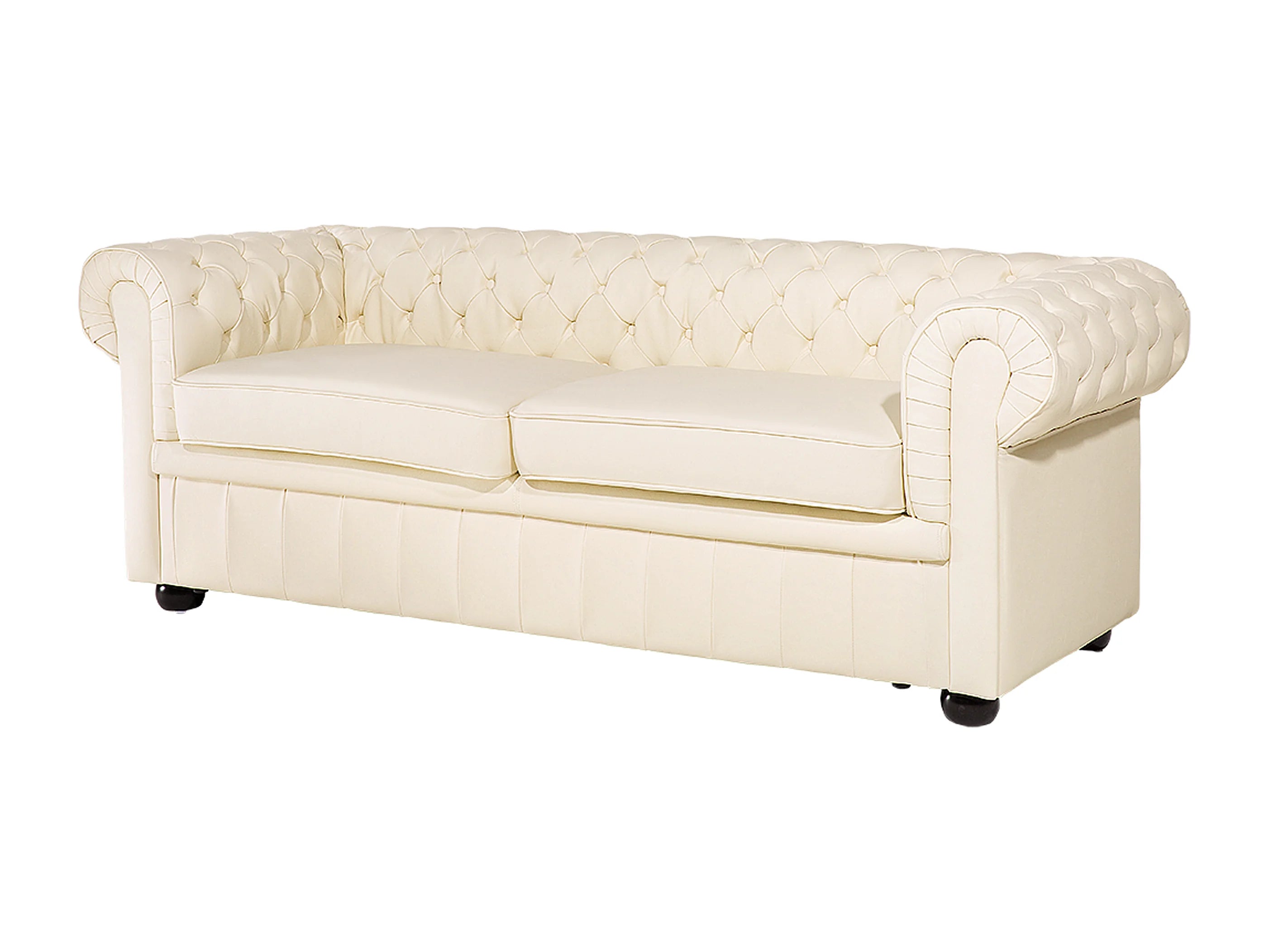 Canapé Chesterfield 3 Places Simili Cuir Beige