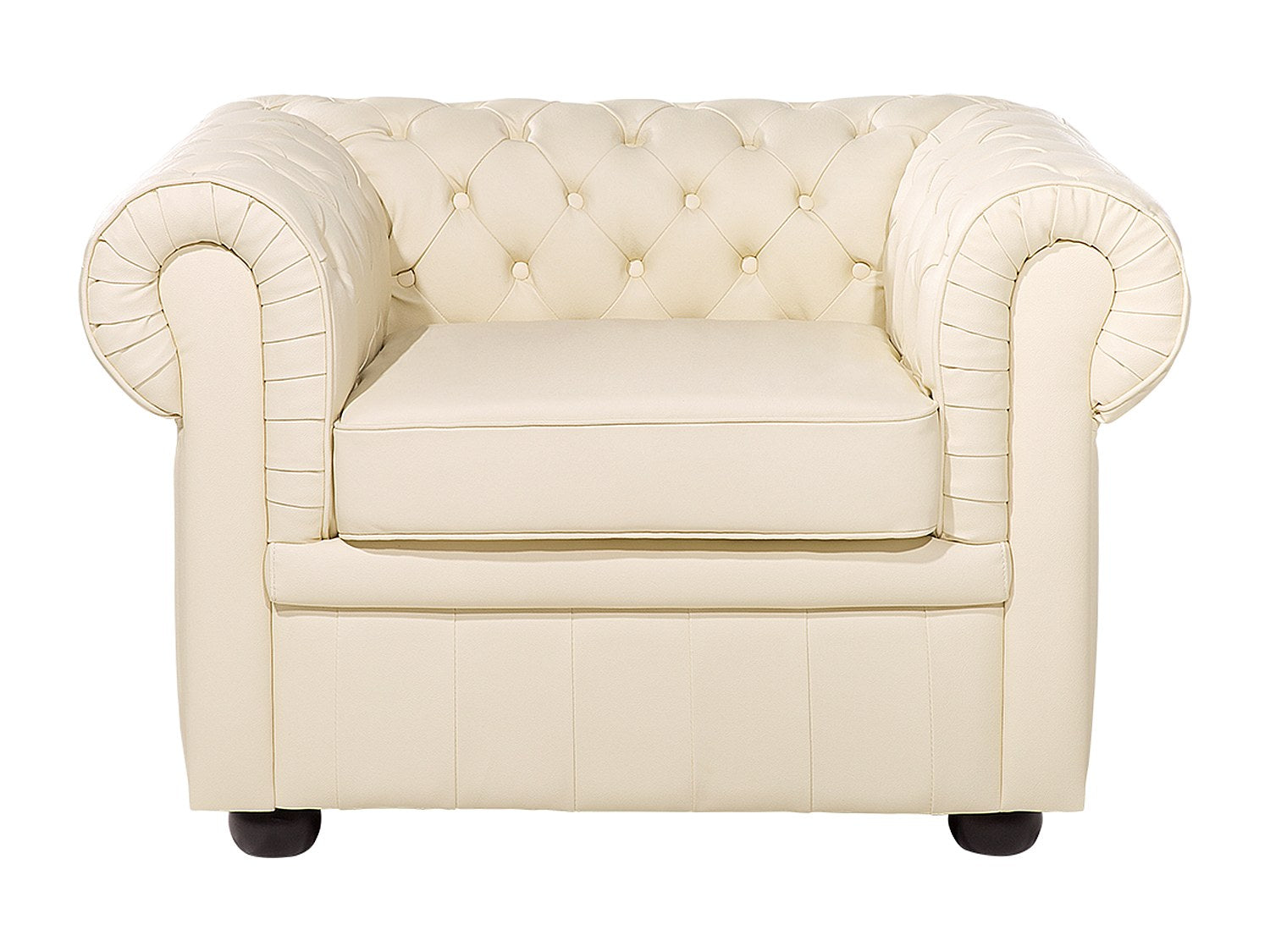 Fauteuil Chesterfield beige cuir