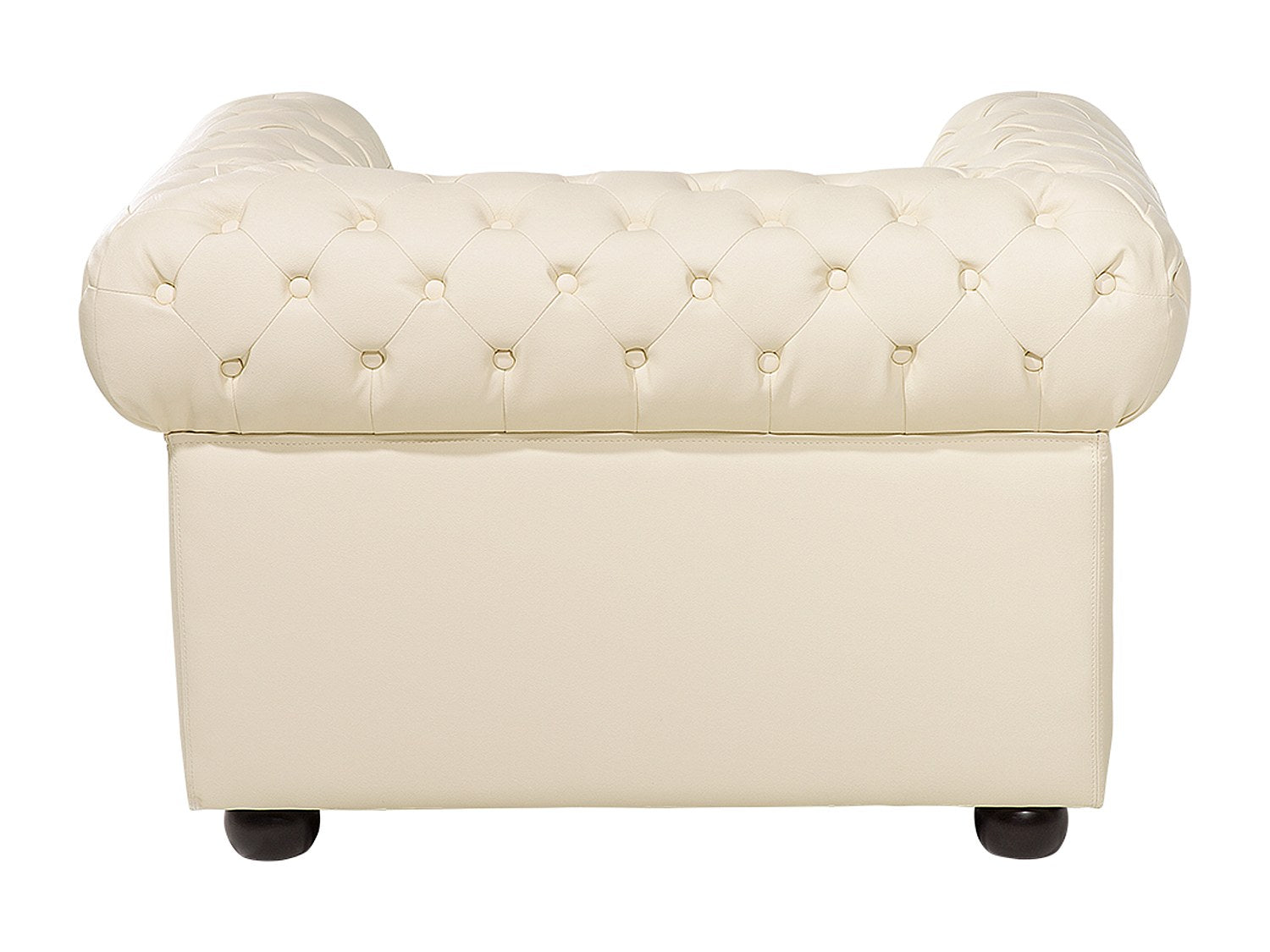 Fauteuil Chesterfield beige cuir