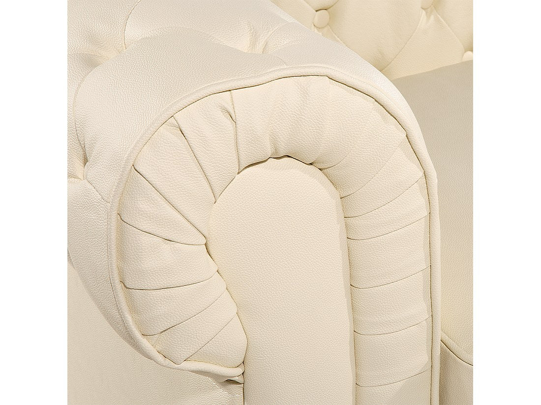 Fauteuil Chesterfield beige cuir