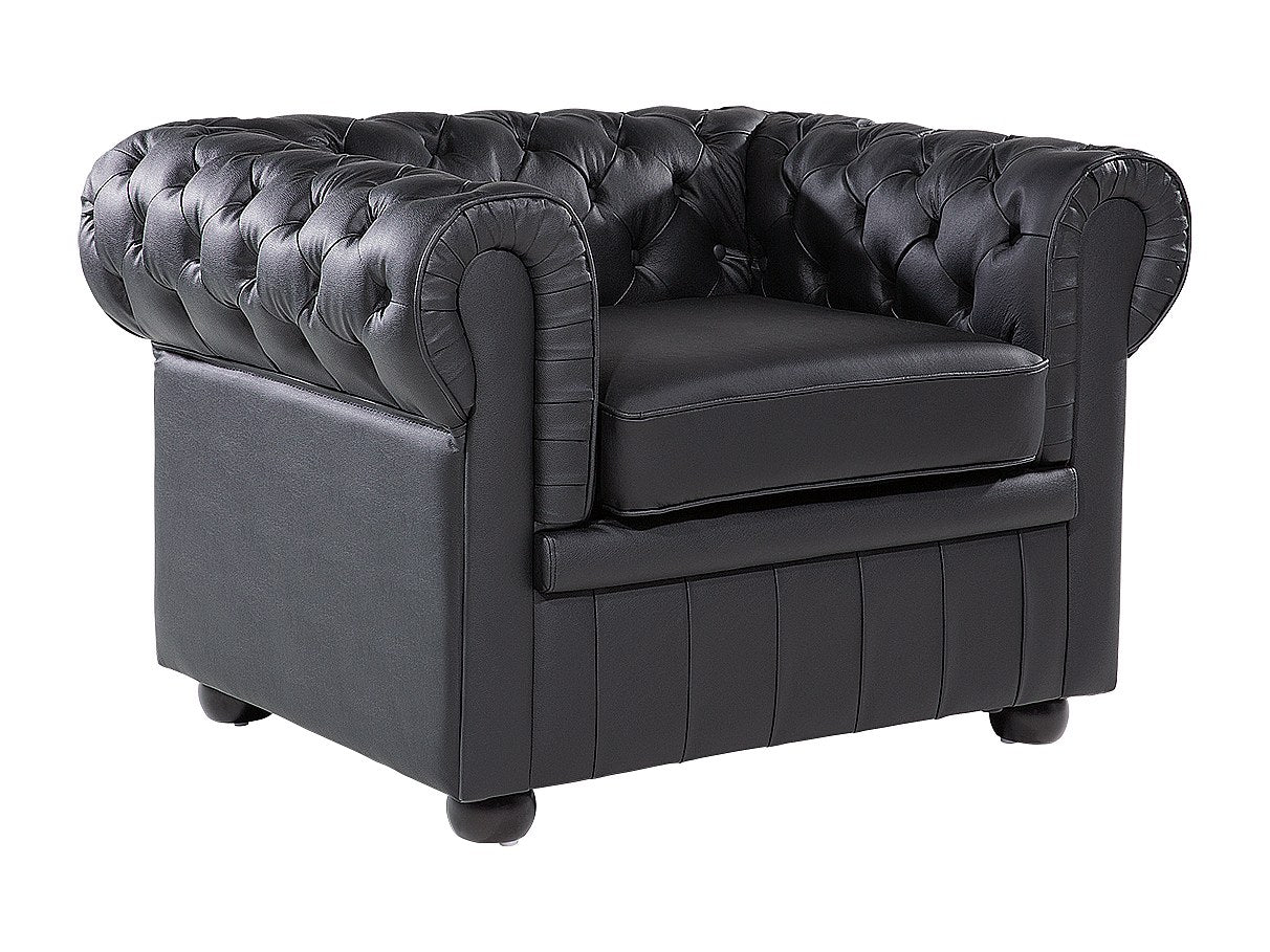 Fauteuil Chesterfield noir cuir