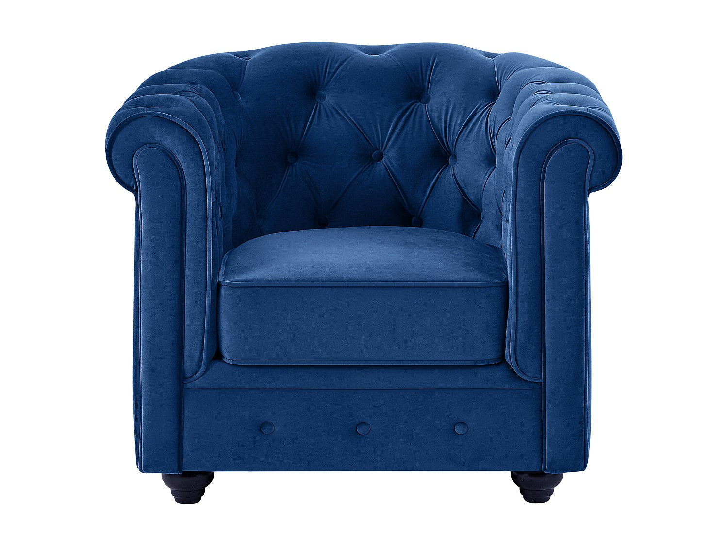 Fauteuil Chesterfield bleu velours