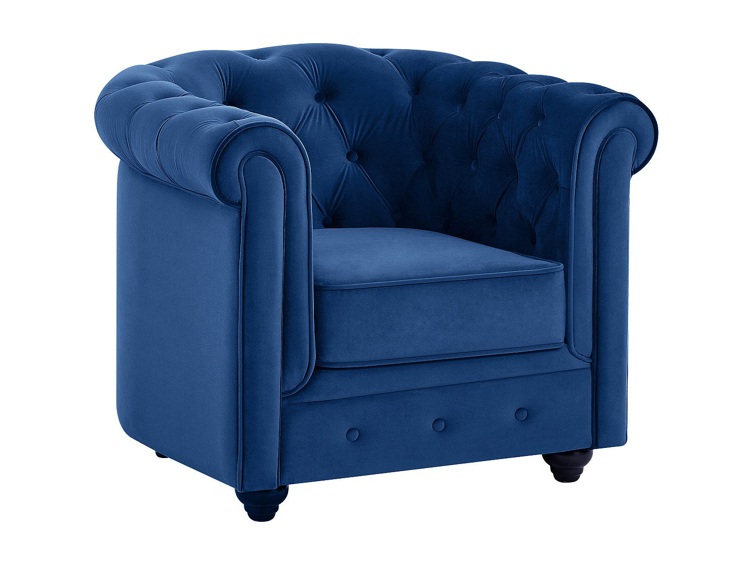 Fauteuil Chesterfield bleu velours