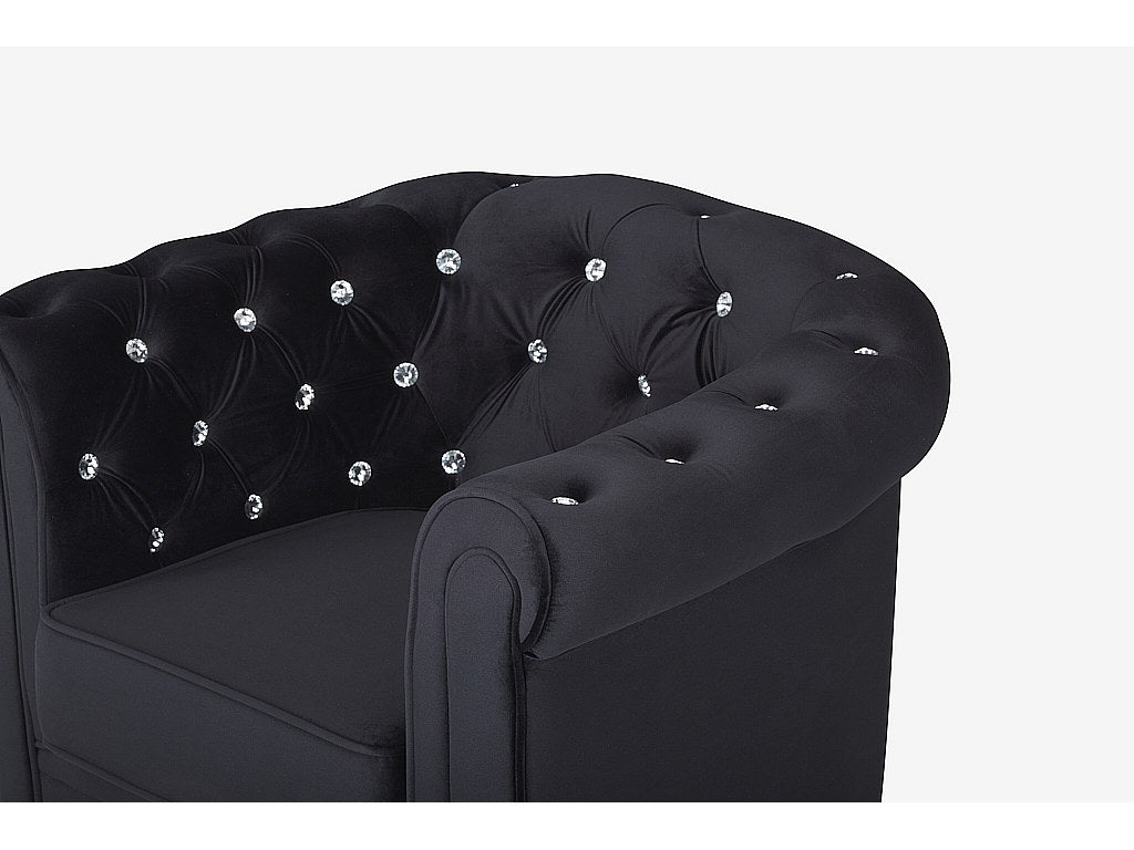 Fauteuil Chesterfield noir velours