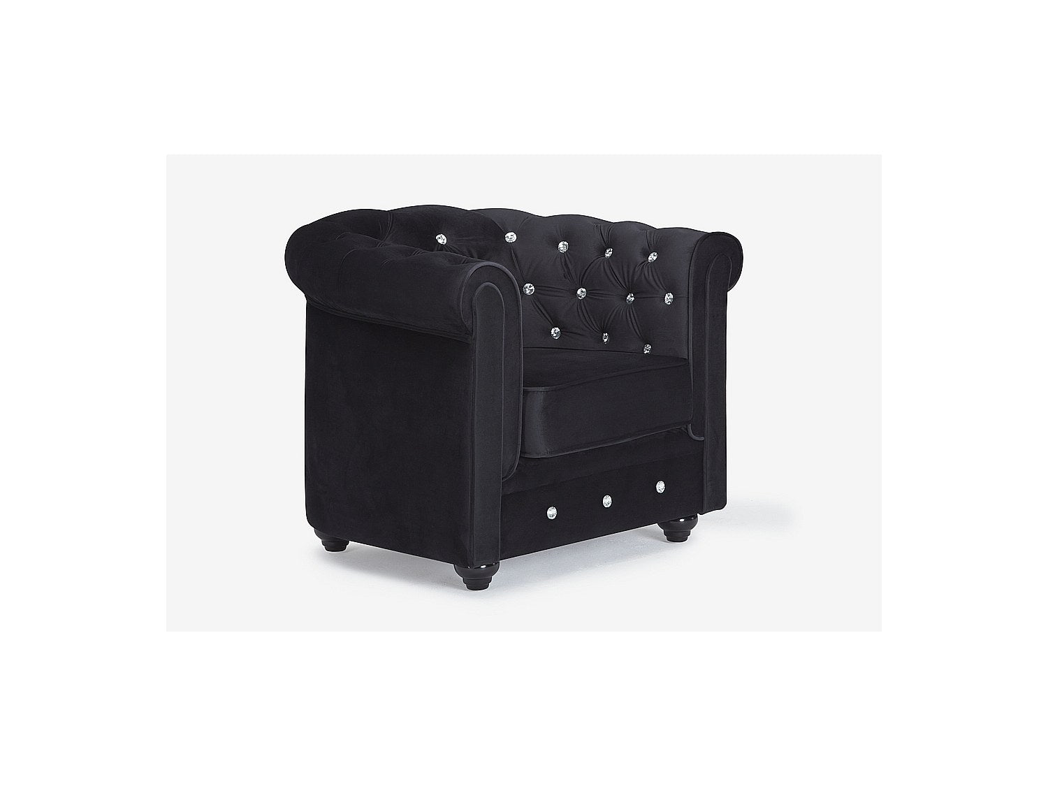 Fauteuil Chesterfield noir velours