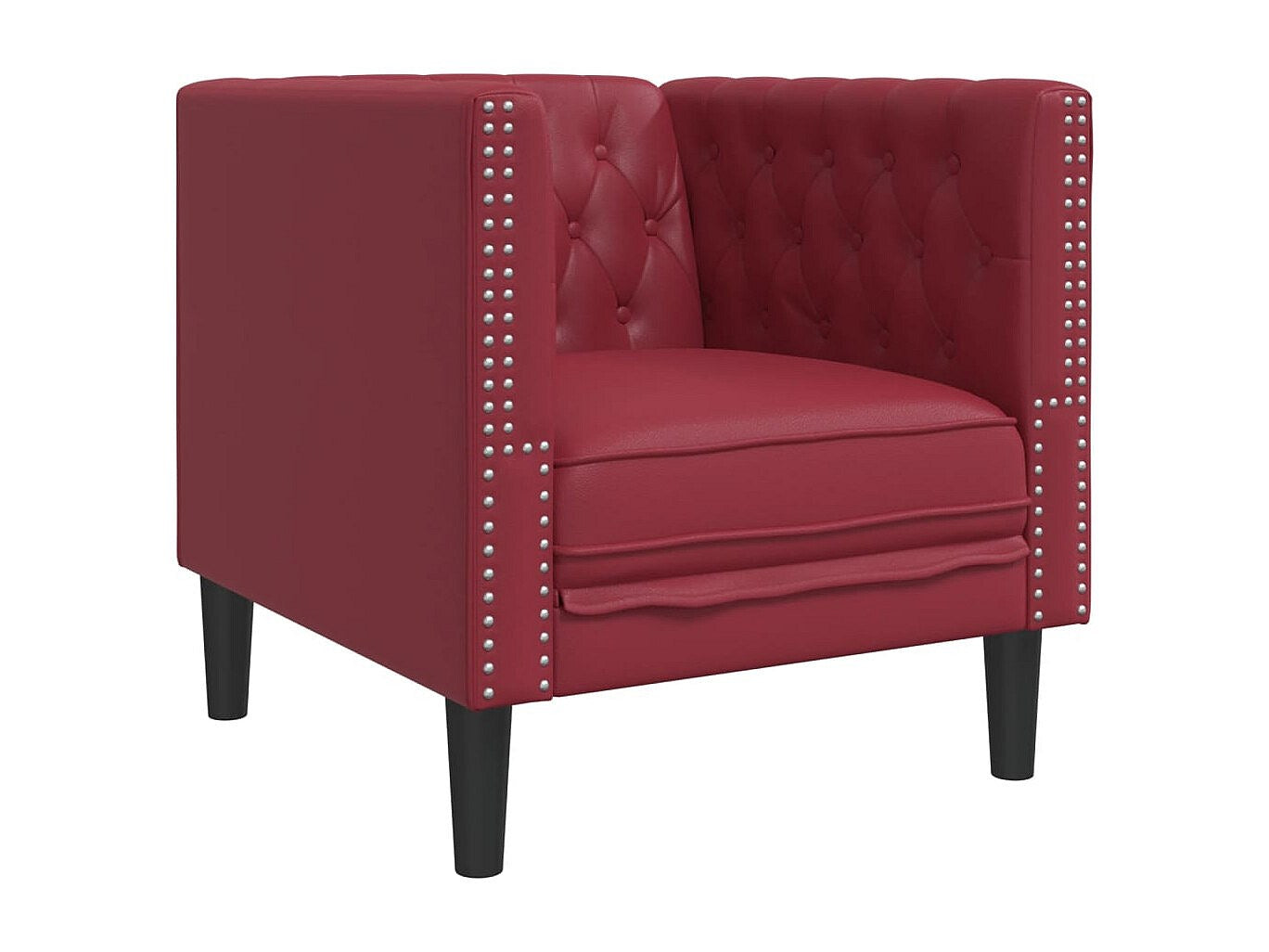 Fauteuil Chesterfield rouge simili cuir