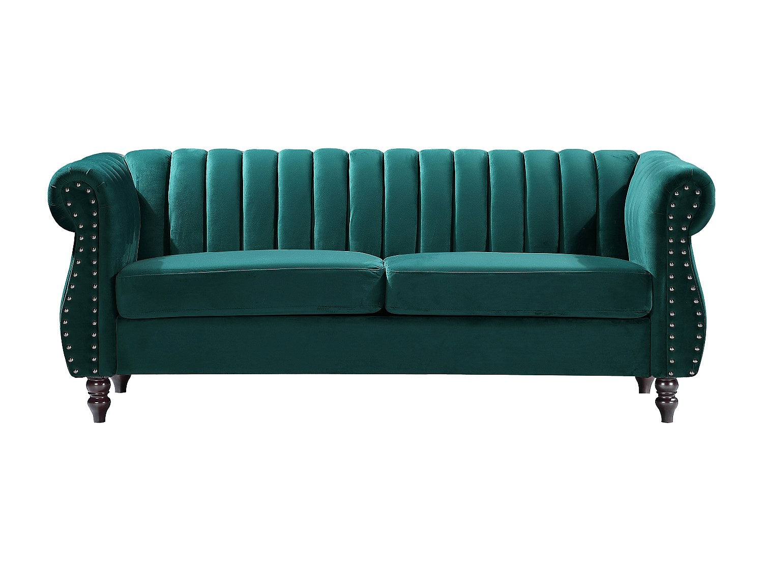 Canapé Chesterfield droit 3 places vert velours - Trumbo