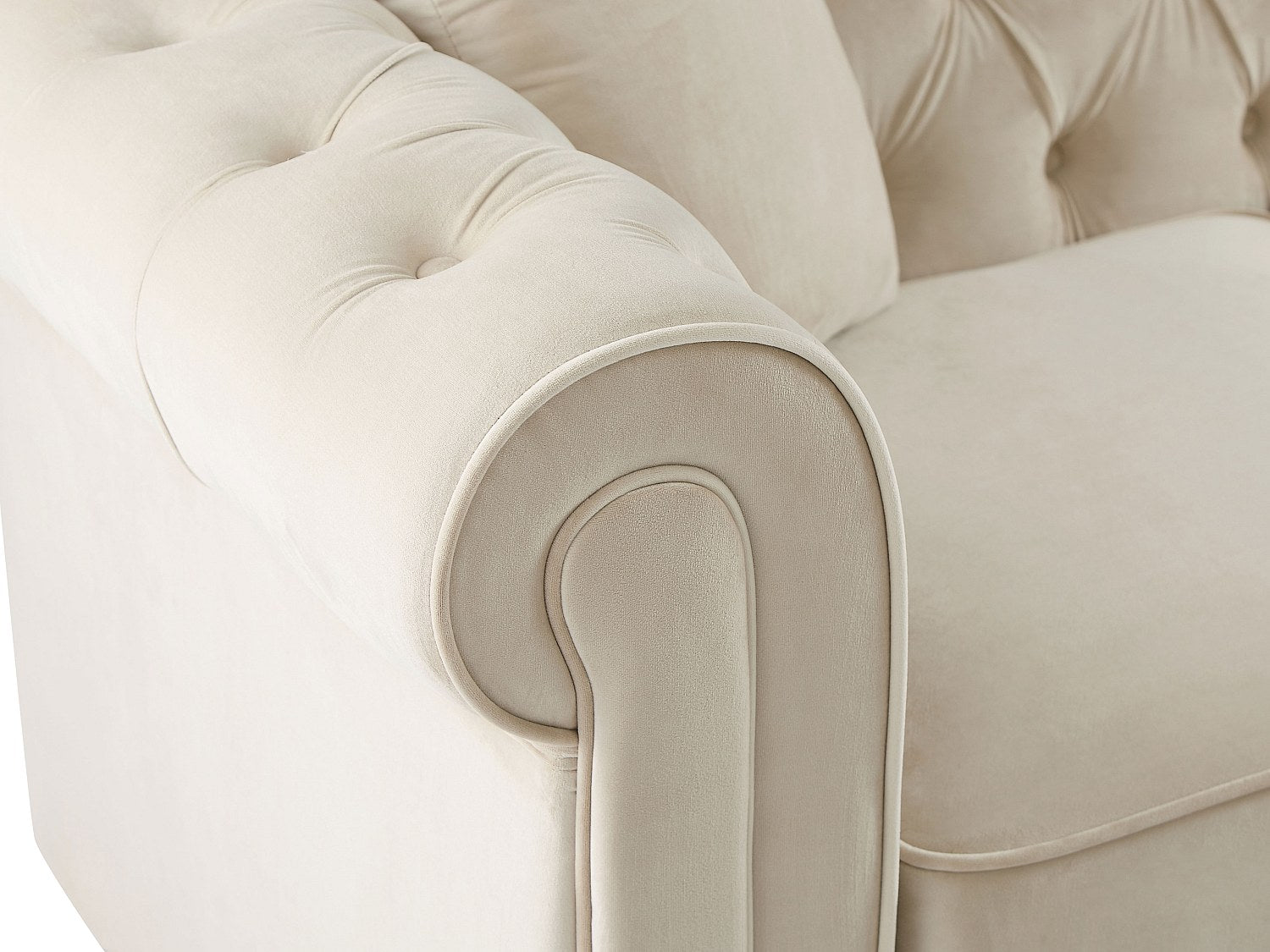Canapé Chesterfield angle beige velours - Toledo