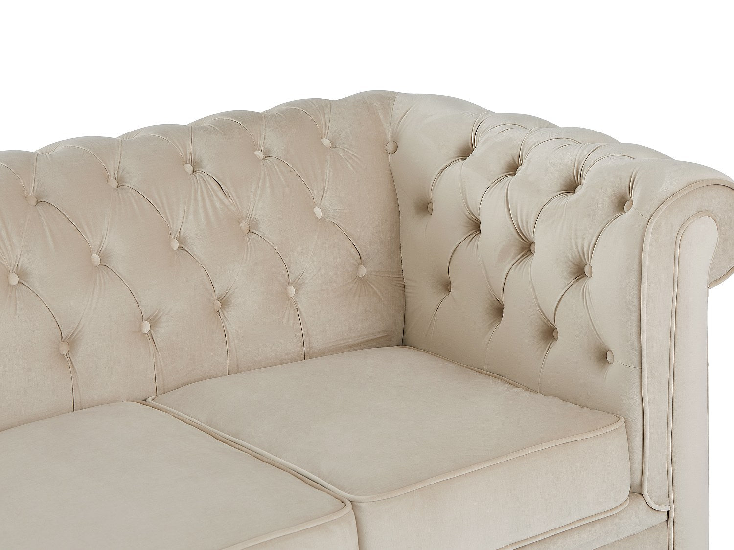 Canapé Chesterfield convertible 3 places beige velours