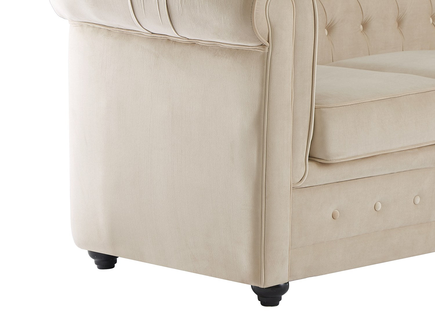 Canapé Chesterfield convertible 3 places beige velours