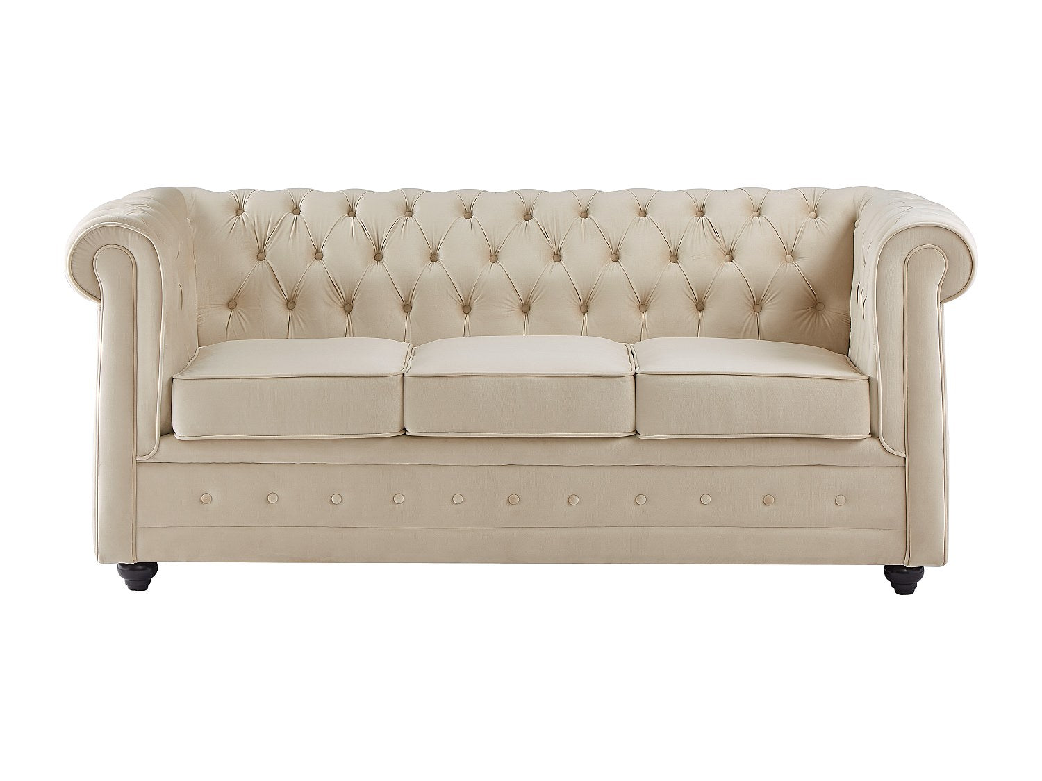 Canapé Chesterfield convertible 3 places beige velours