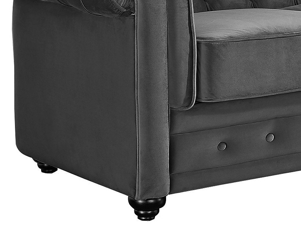 Canapé Chesterfield droit 3 places gris velours