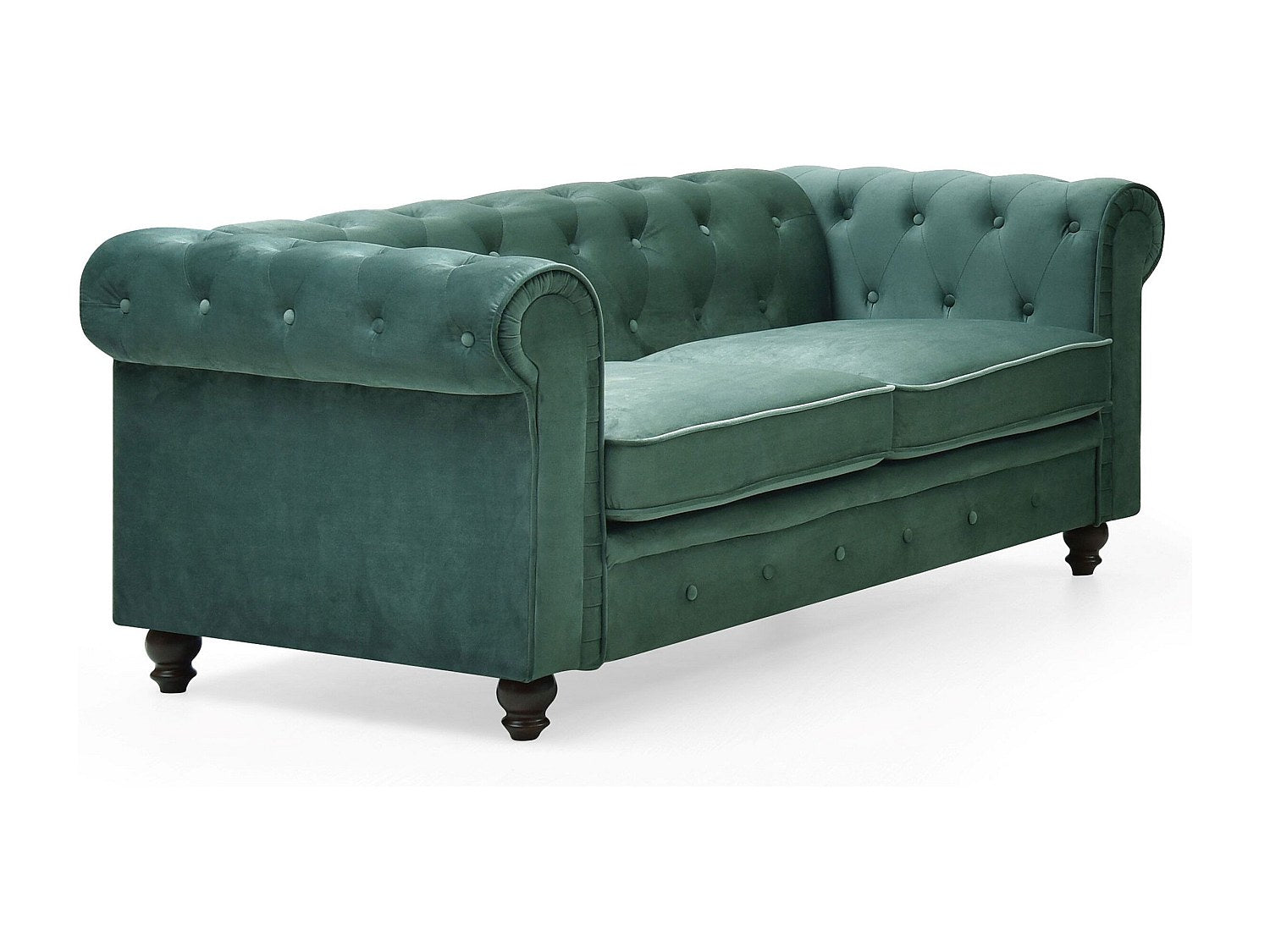 Canapé Chesterfield droit 2 places vert velours