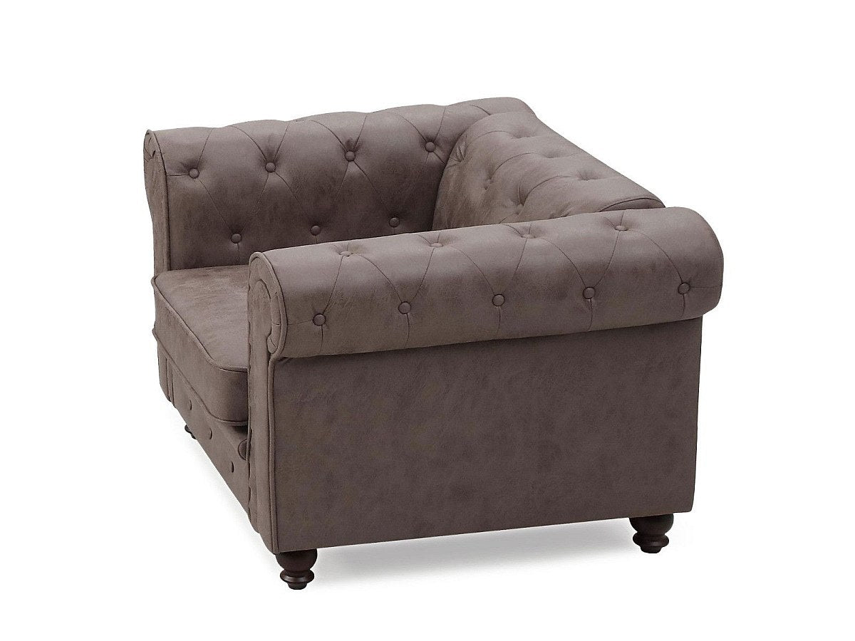 Fauteuil Chesterfield marron tissu