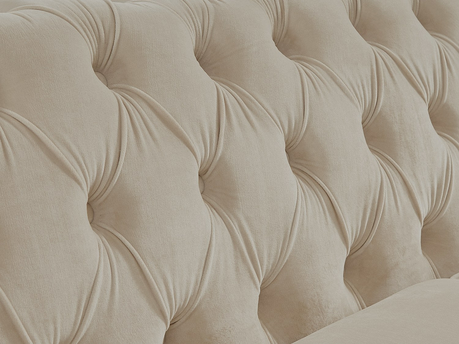 Canapé Chesterfield droit 2 places beige velours