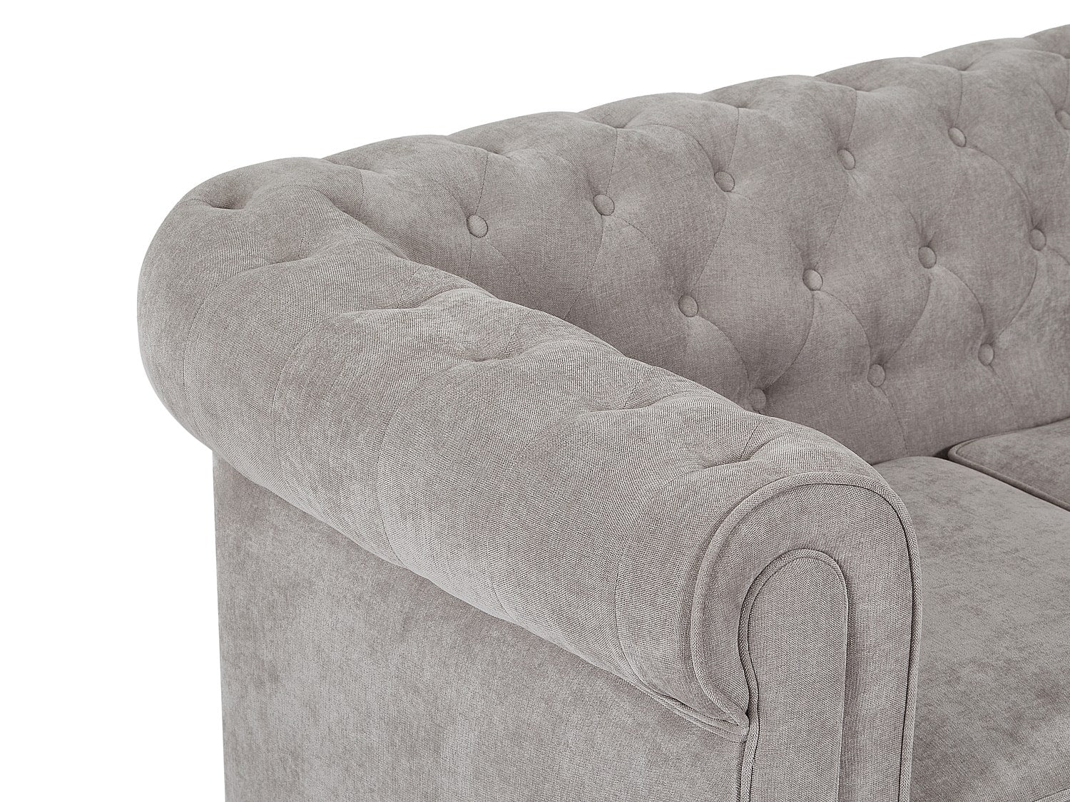 Canapé Chesterfield droit 3 places gris tissu