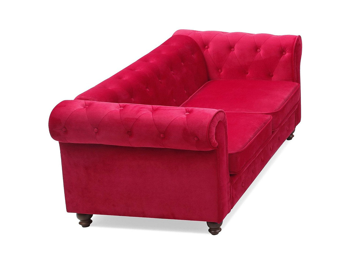 Canapé Chesterfield droit 2 places rouge velours