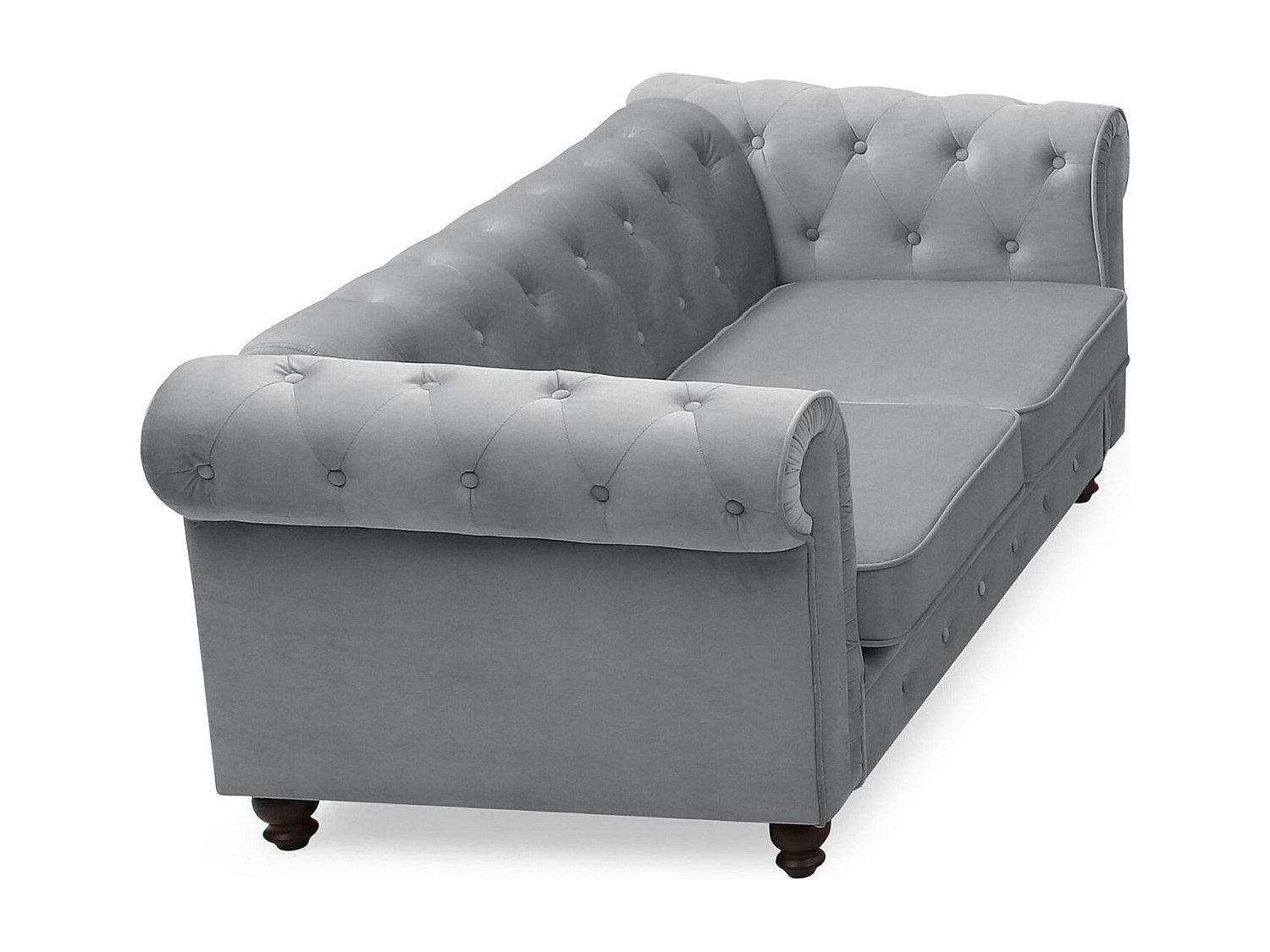 Canapé Chesterfield droit 2 places gris velours