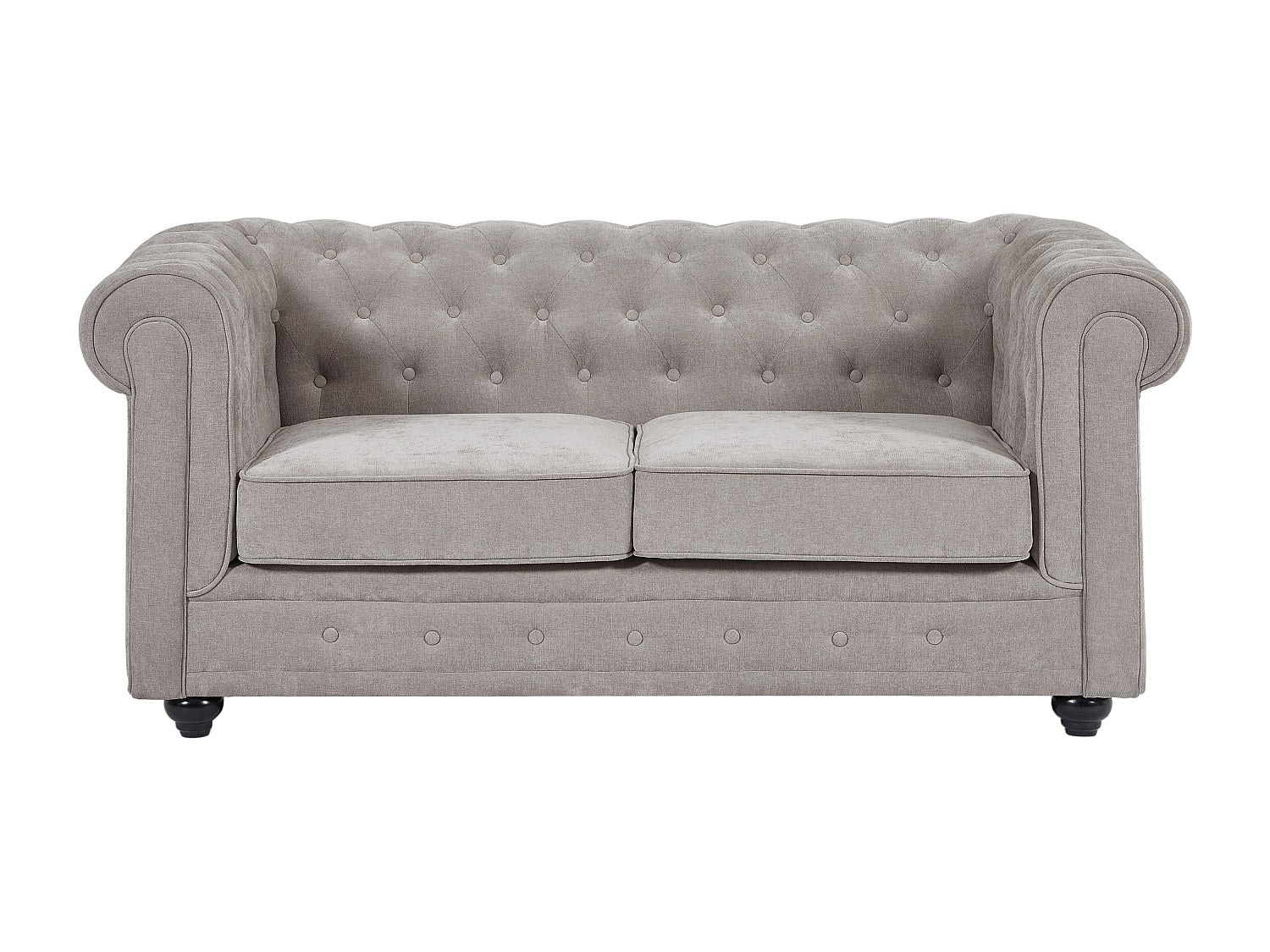 Canapé Chesterfield droit 2 places gris tissu