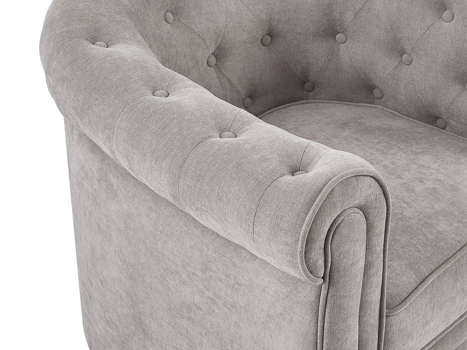 Fauteuil Chesterfield gris tissu