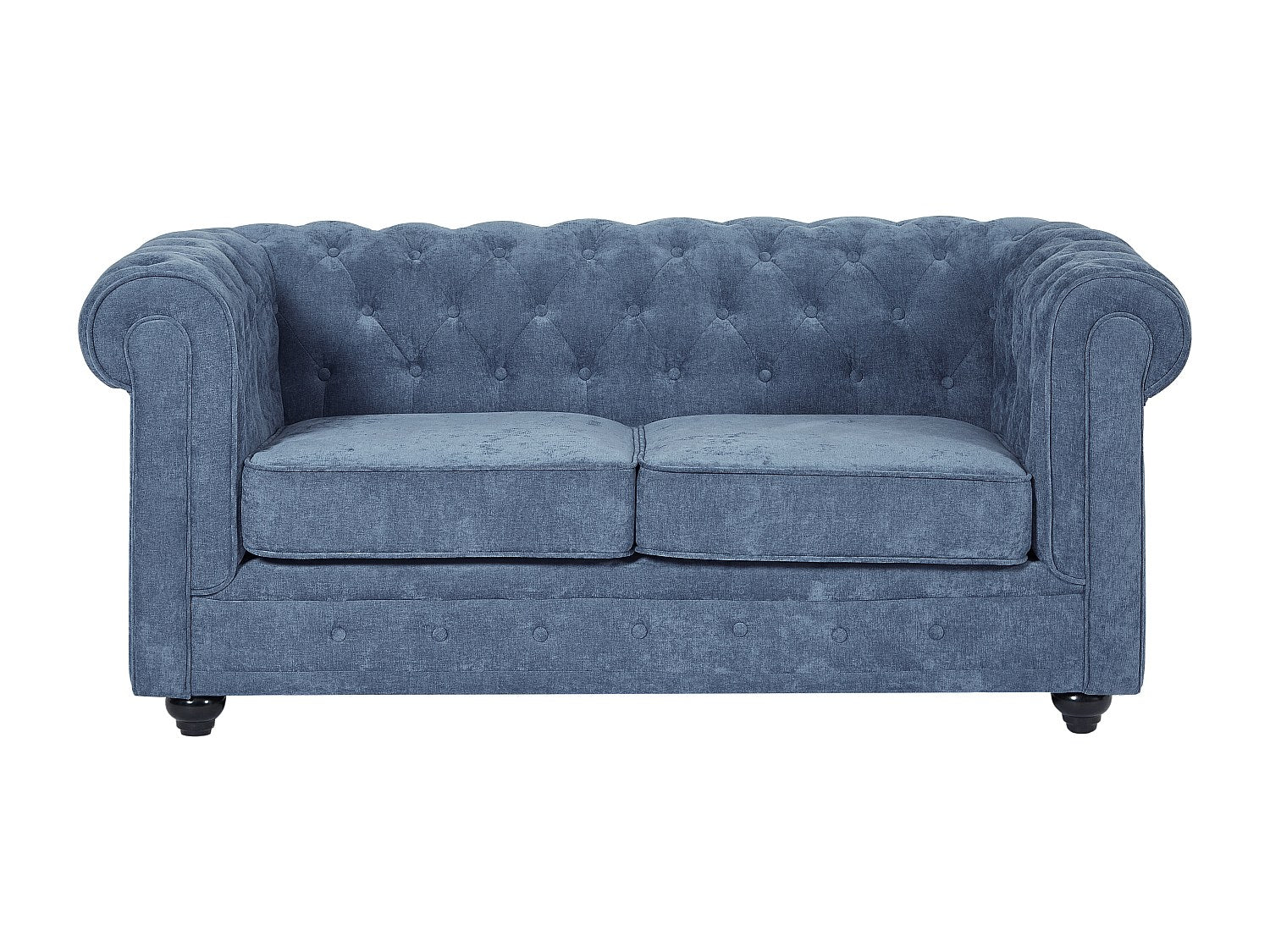 Canapé Chesterfield droit 2 places bleu tissu