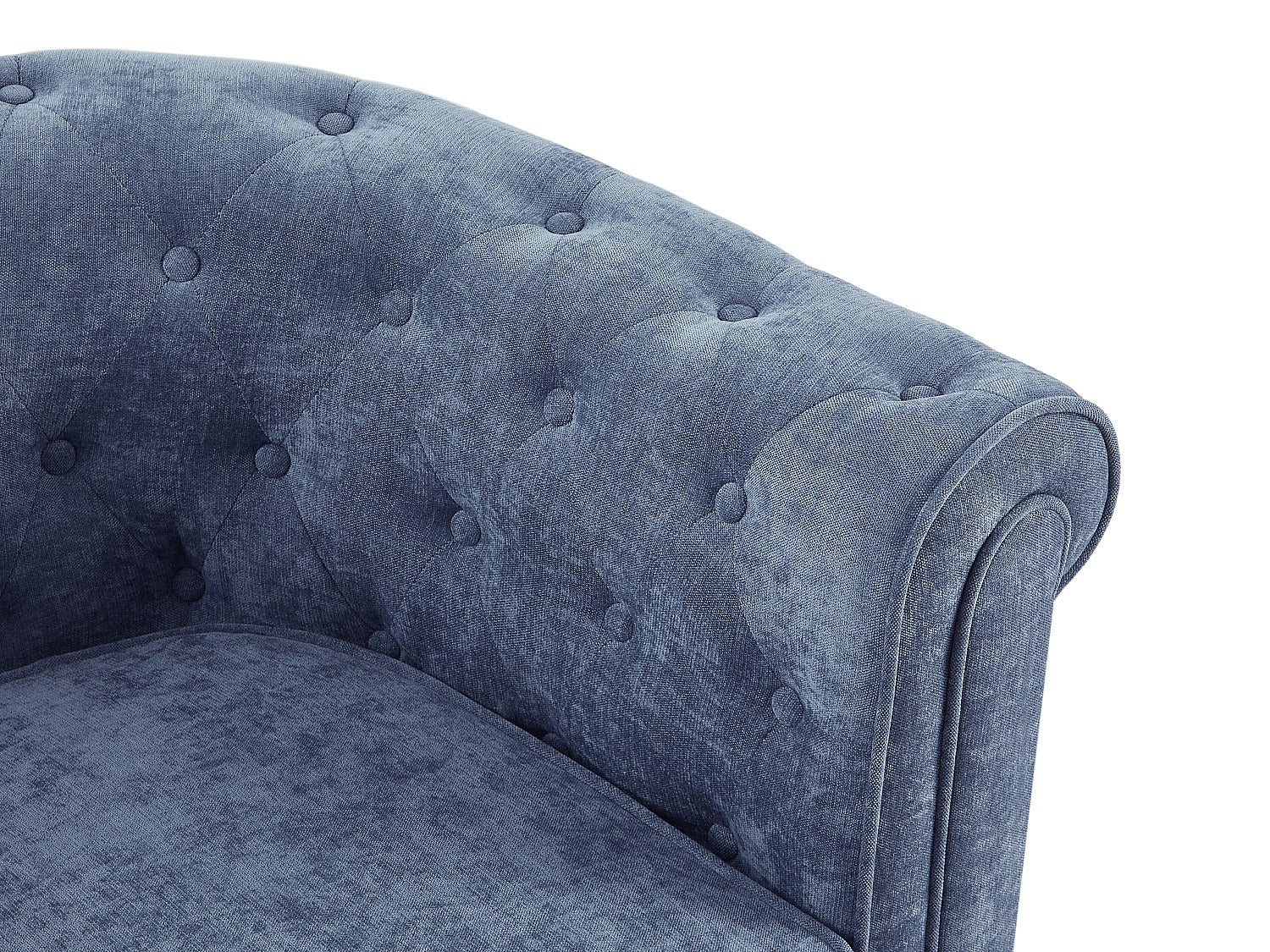 Fauteuil Chesterfield bleu tissu