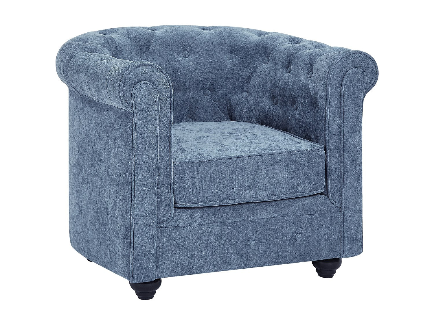 Fauteuil Chesterfield bleu tissu