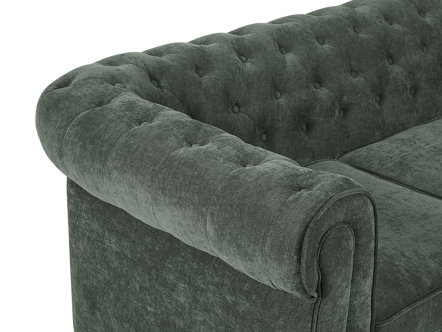 Canapé Chesterfield droit 2 places vert tissu