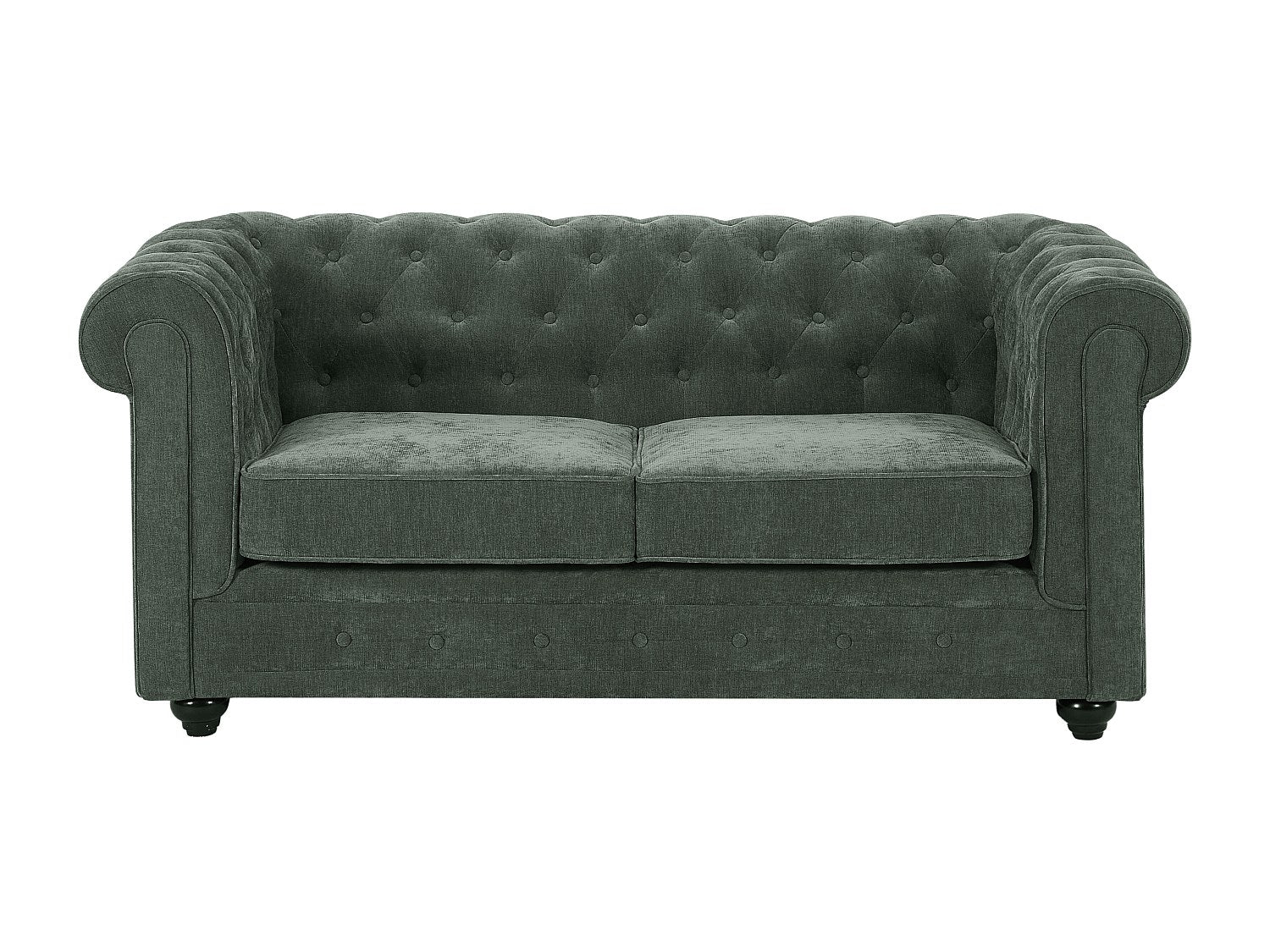 Canapé Chesterfield droit 2 places vert tissu