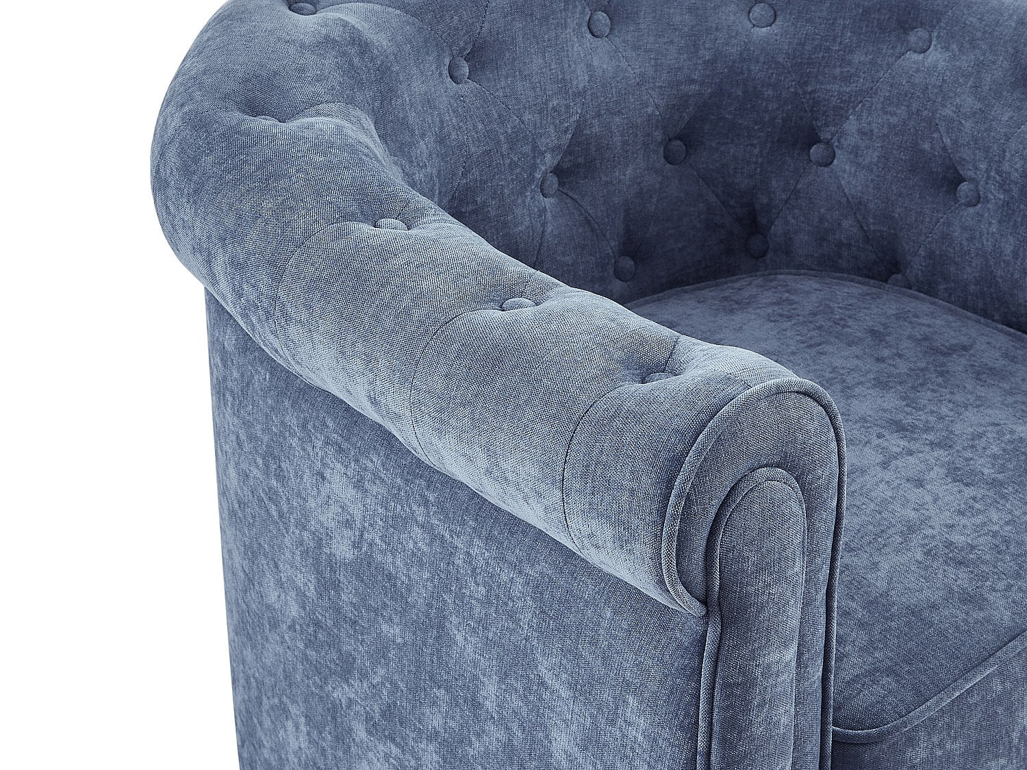 Lot de 2 fauteuils Chesterfield bleu tissu