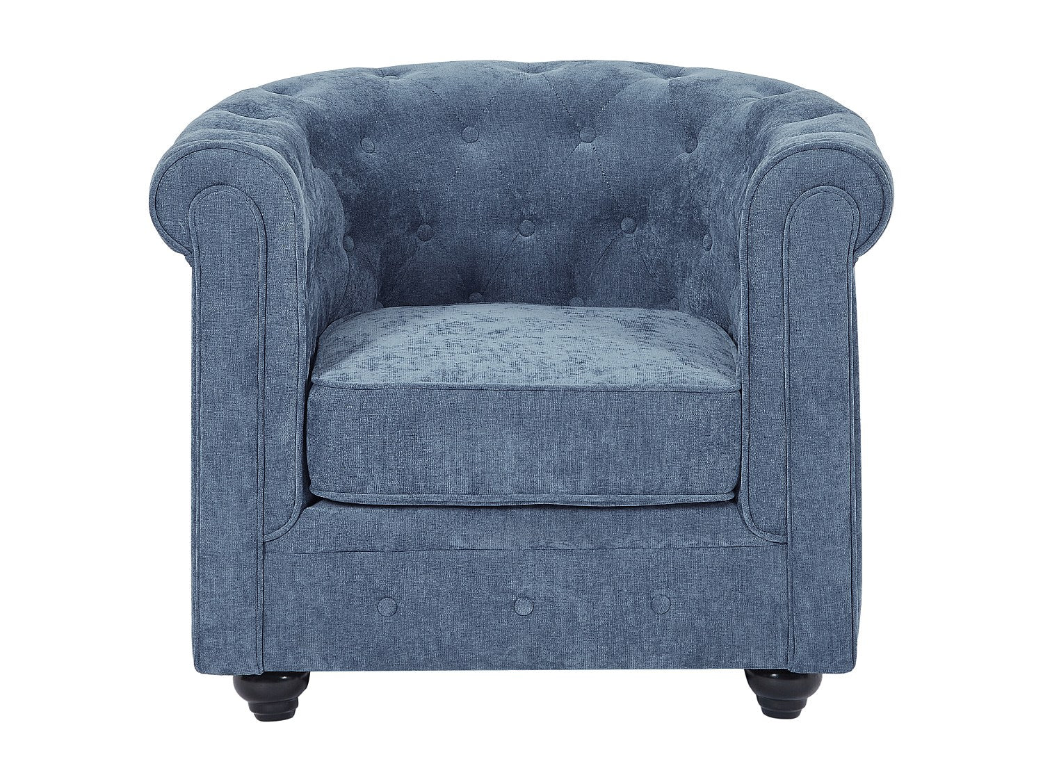 Lot de 2 fauteuils Chesterfield bleu tissu
