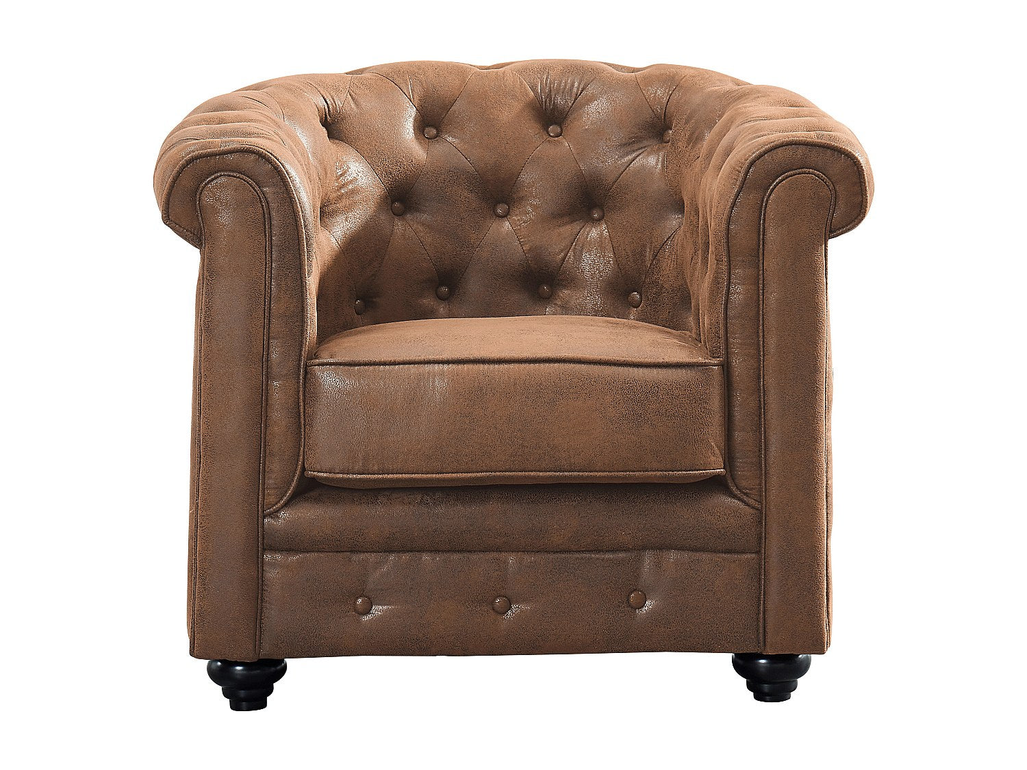 Lot de 2 fauteuils Chesterfield marron tissu