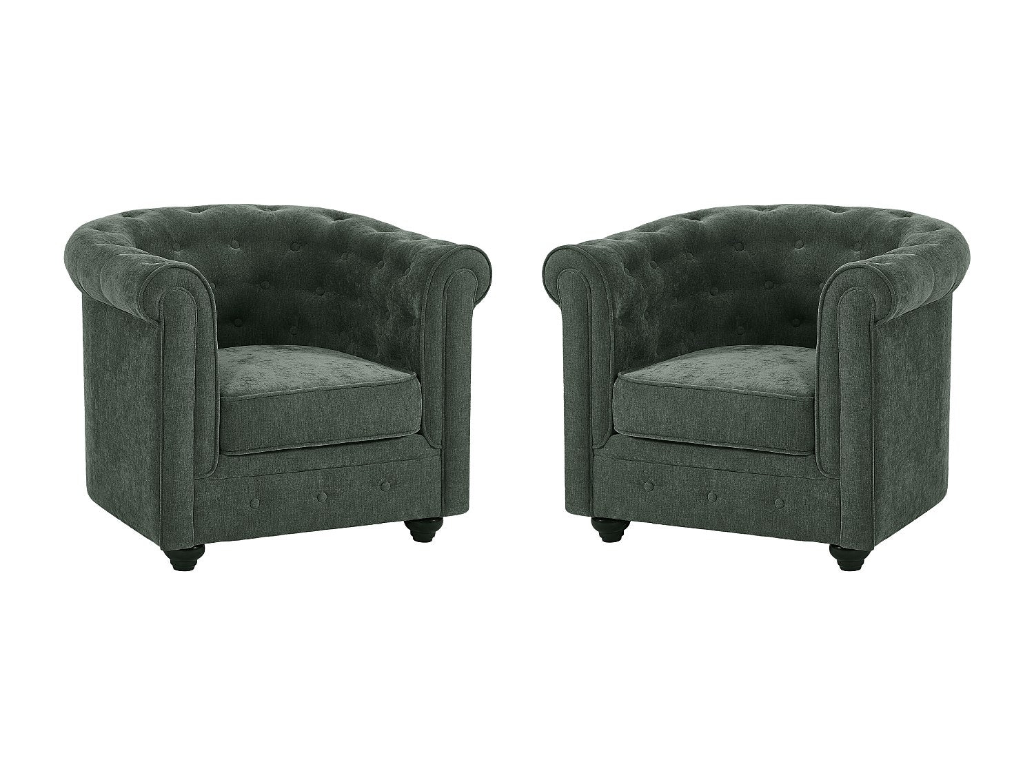 Lot de 2 fauteuils Chesterfield vert tissu