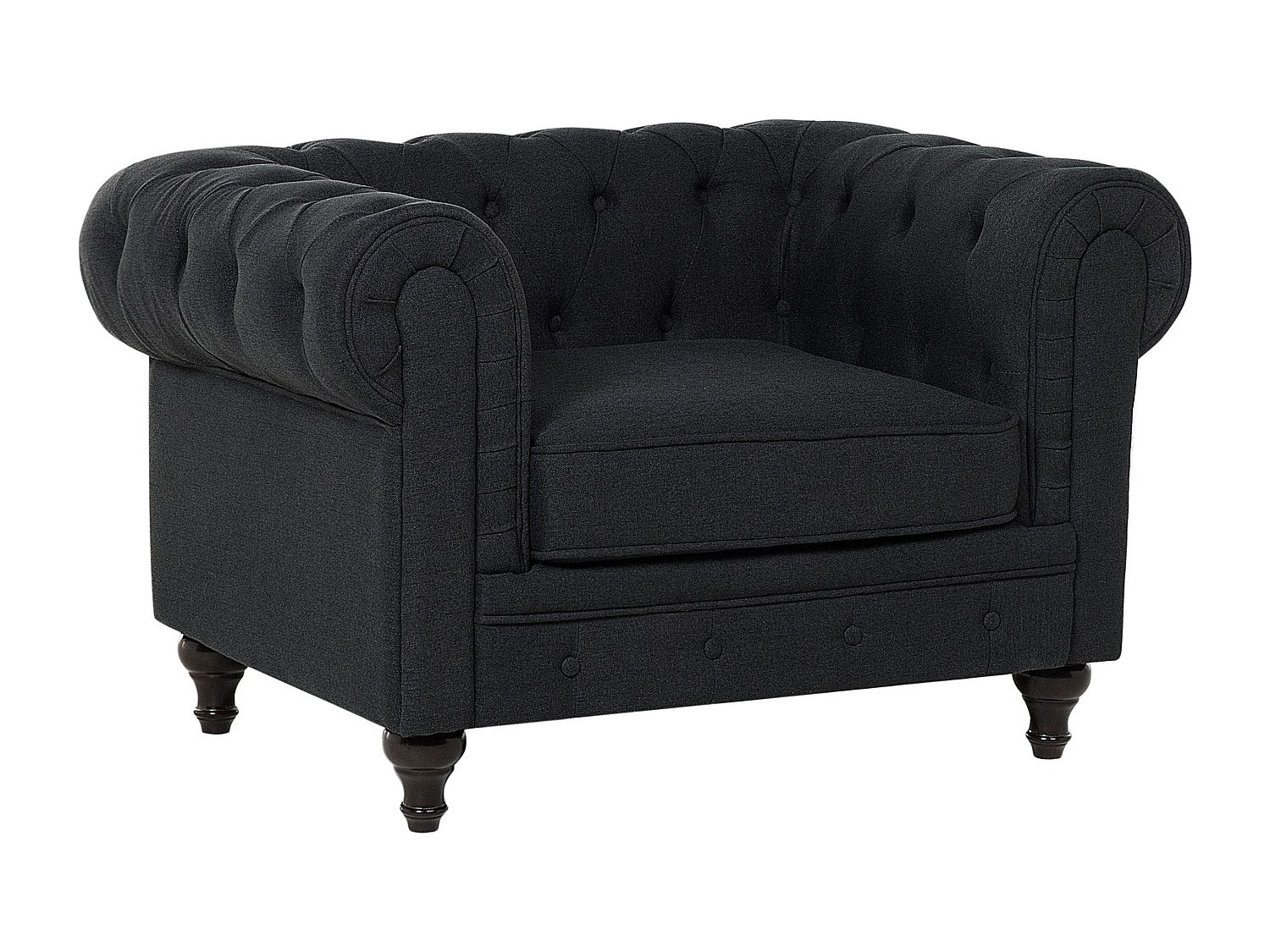 Fauteuil Chesterfield gris tissu
