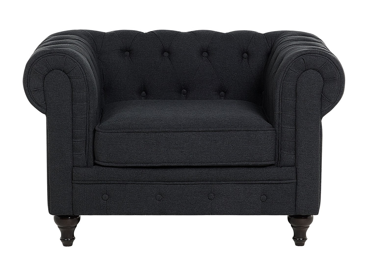 Fauteuil Chesterfield gris tissu